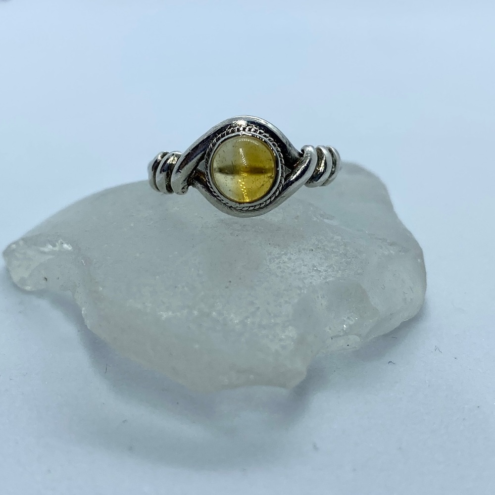 Amber Sterling Silver Ring 7.5